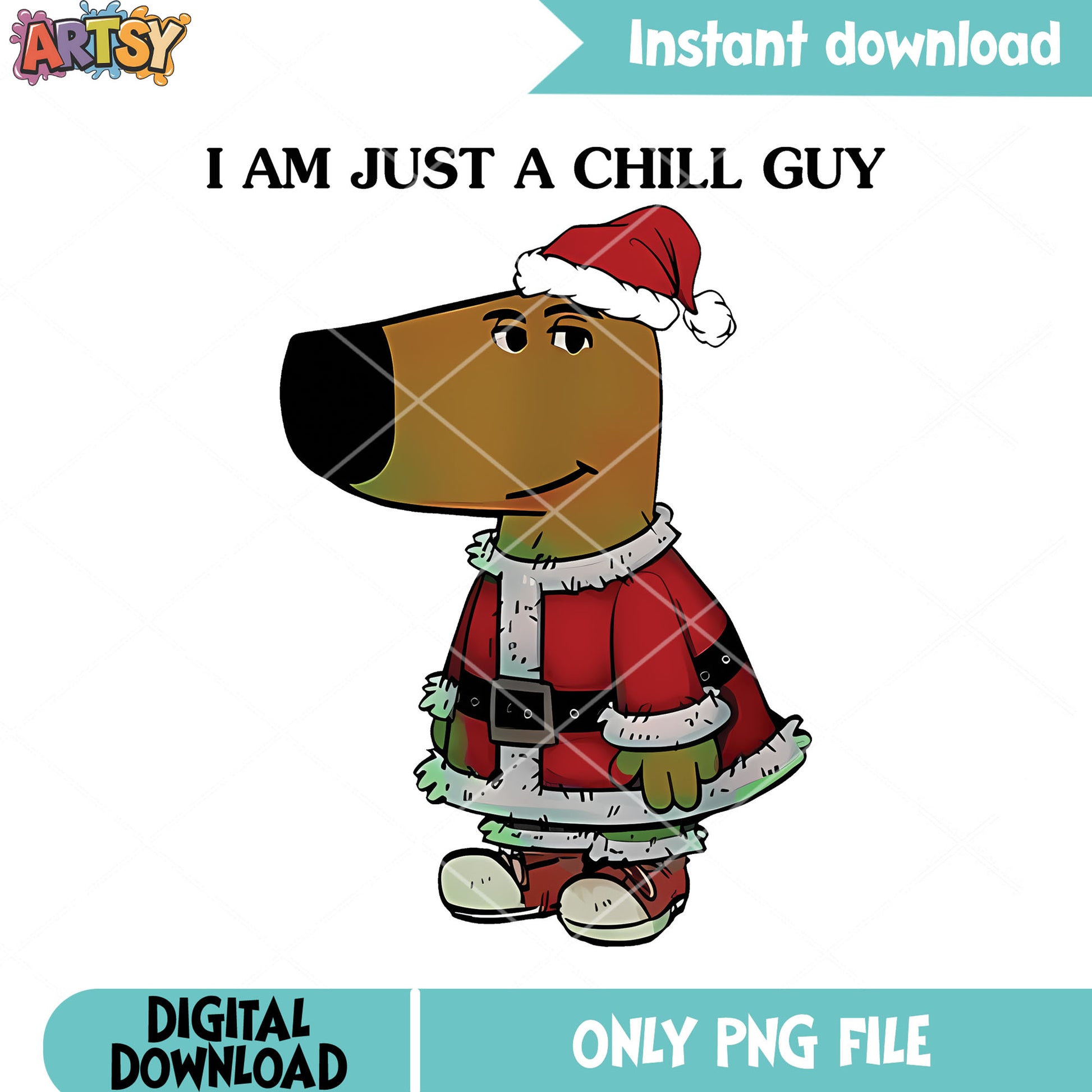 Just a chill guy png, chill guy​ meme png, santa claus png