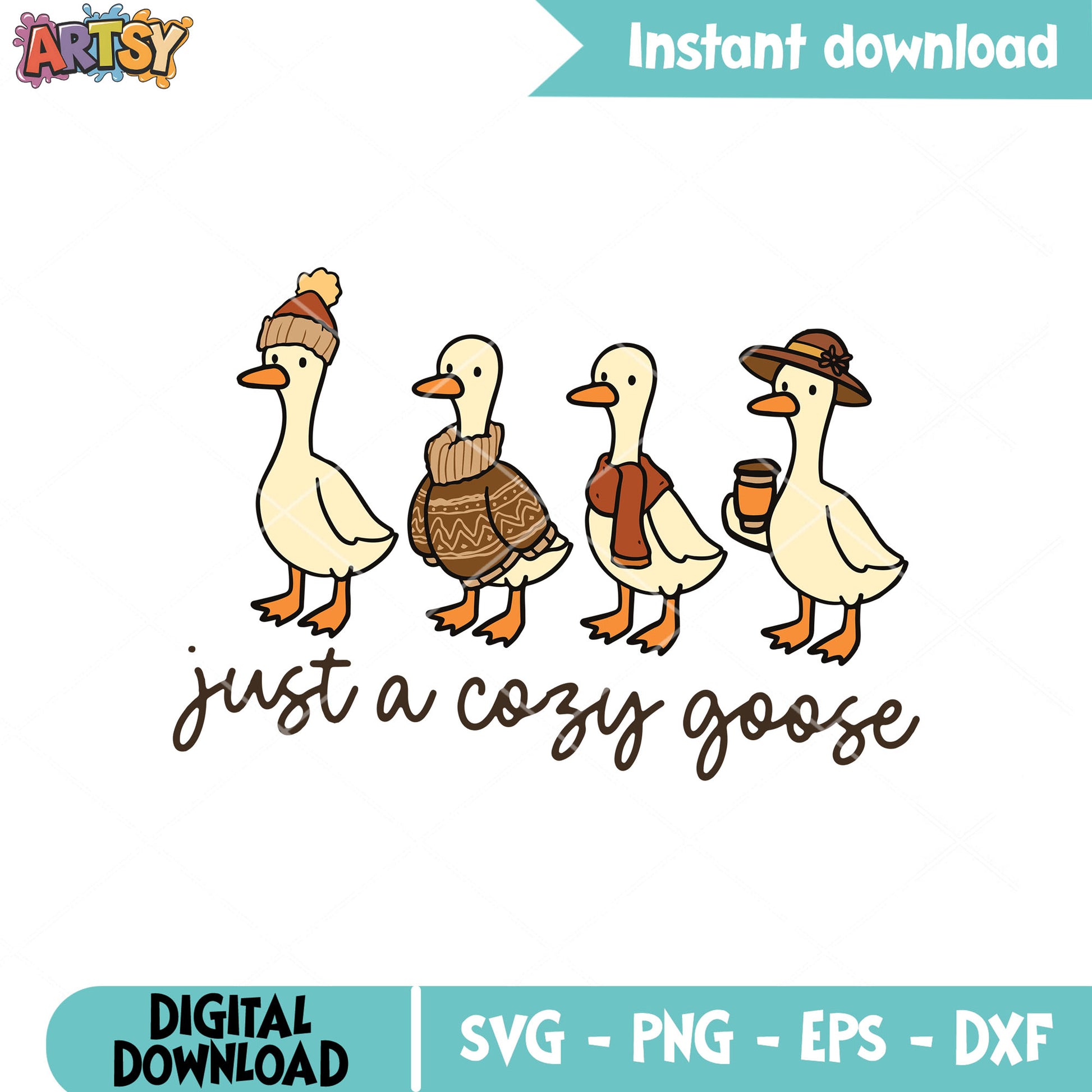 Just a cozy goose design svg, fall goose​ svg, silly goose svg