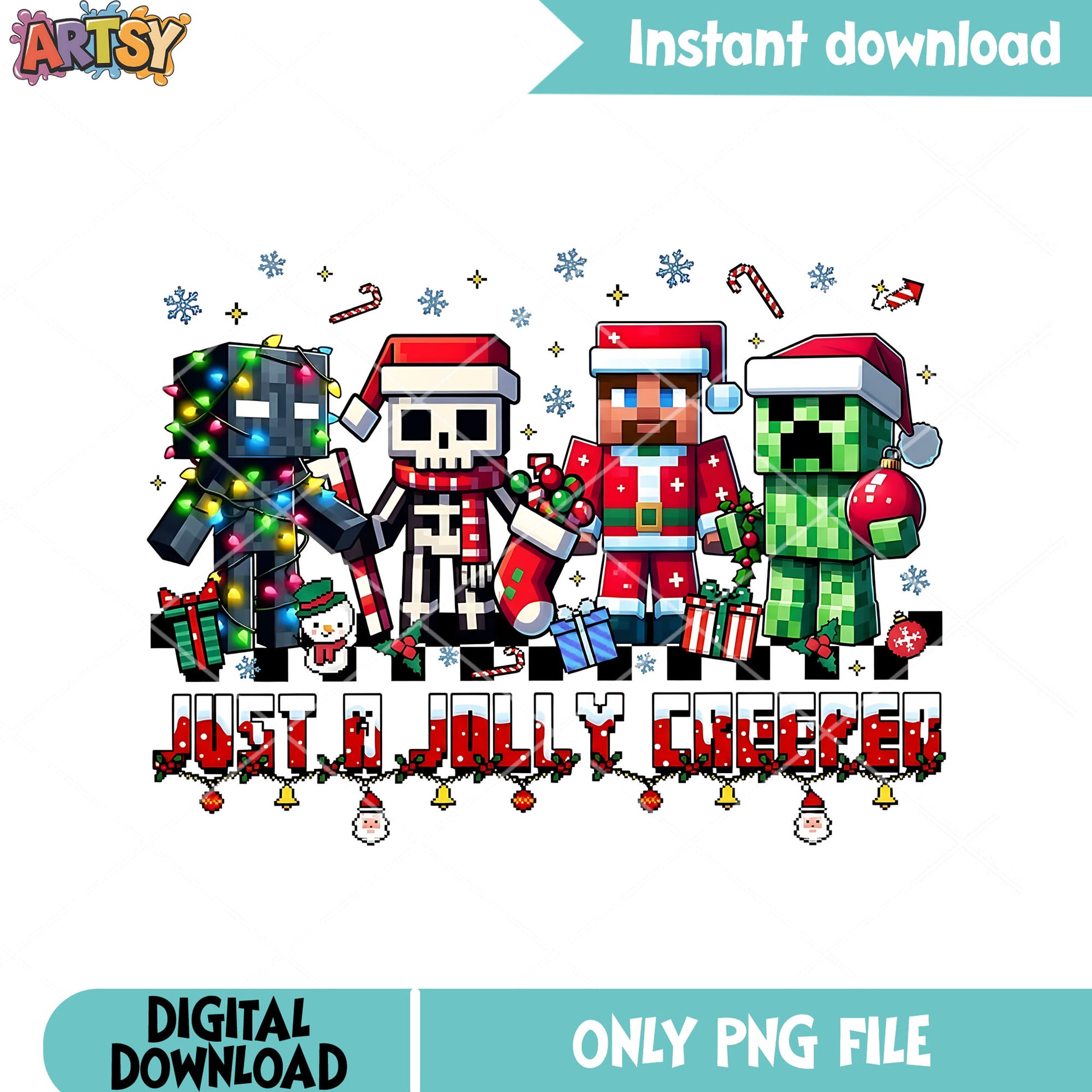 Just a jolly creeper png, merry christmas png, minecraft​ png