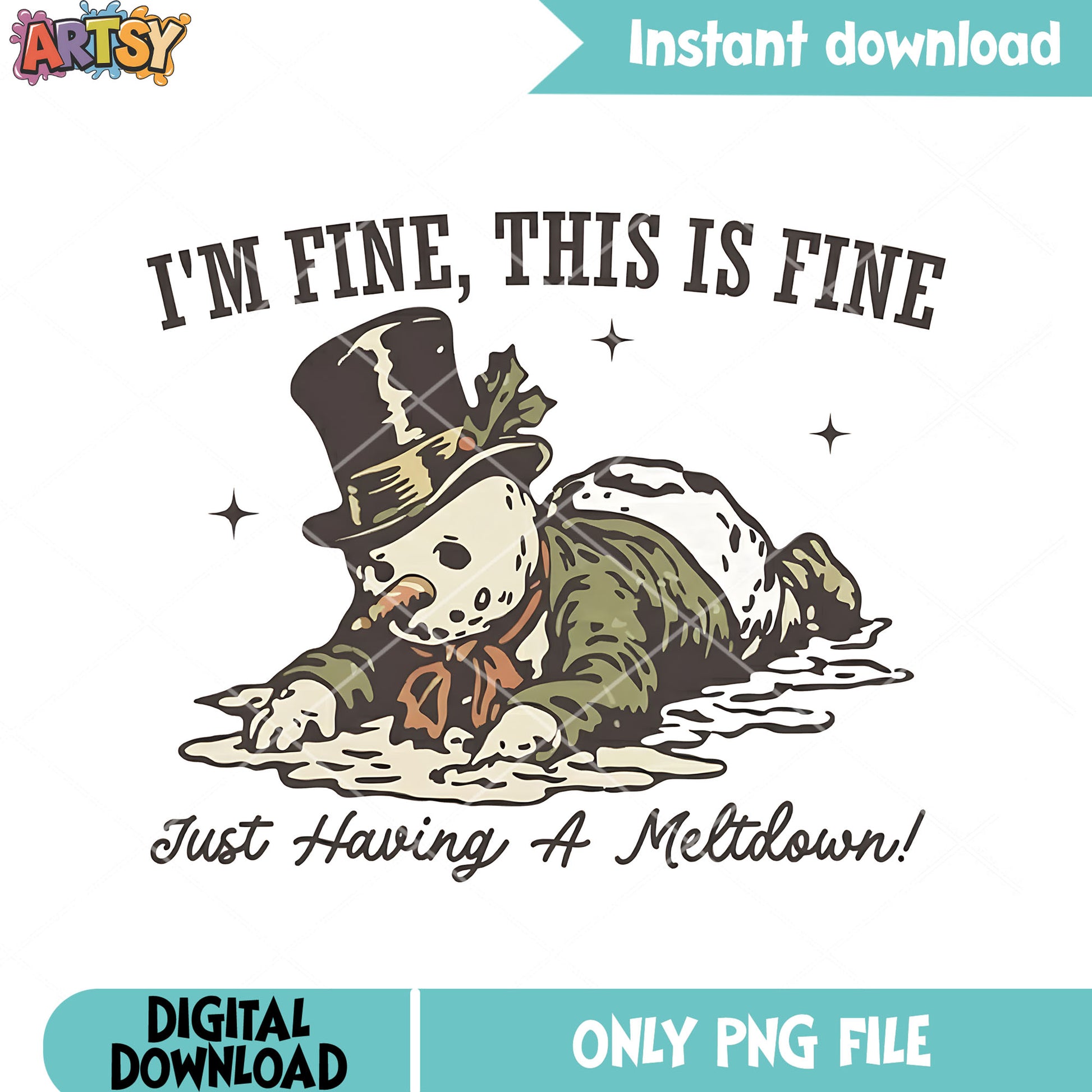 Just having a meltdown png, melting snowman​ png, merry christmas png