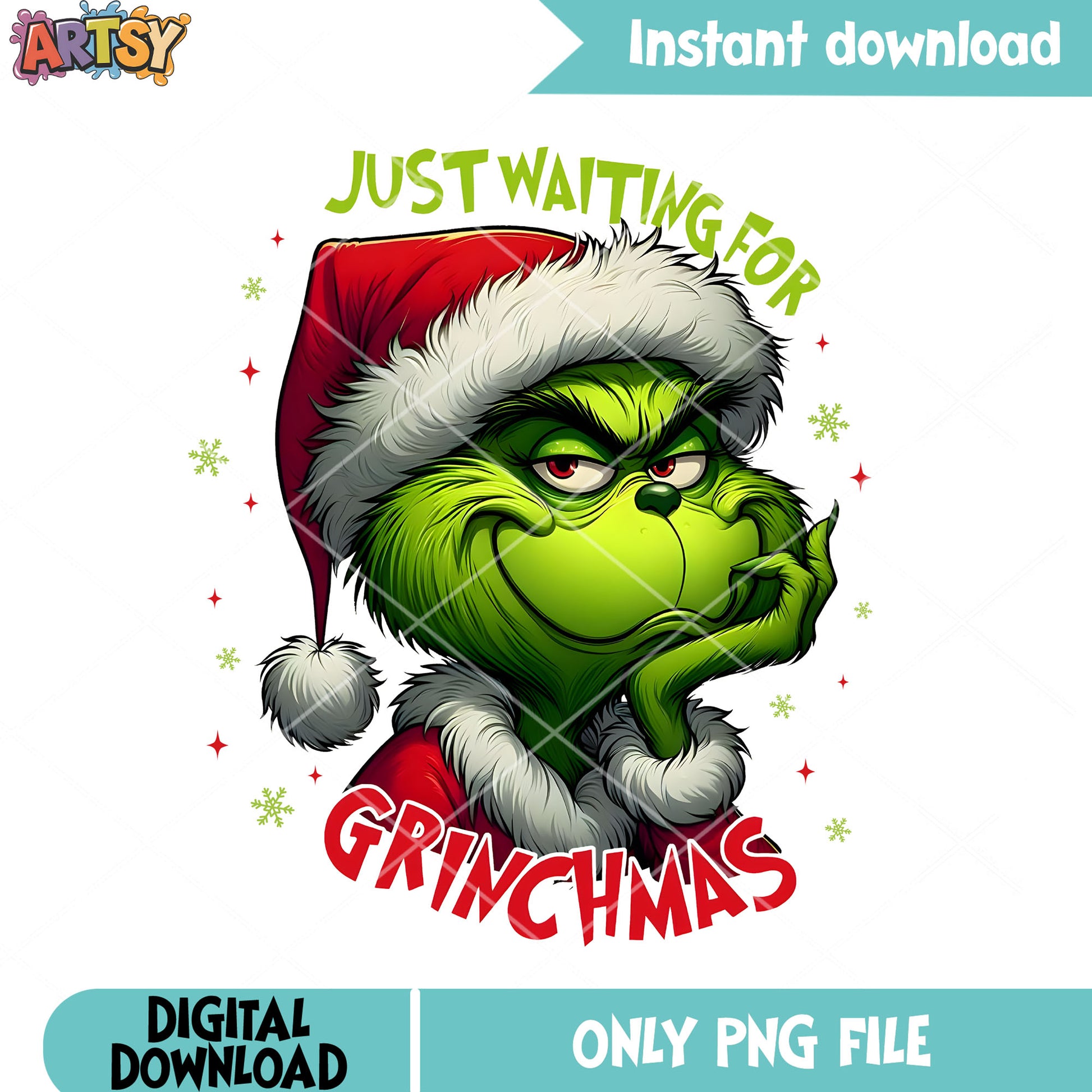 Just waiting for png, grinchmas christmas png, grinchmas ornament png