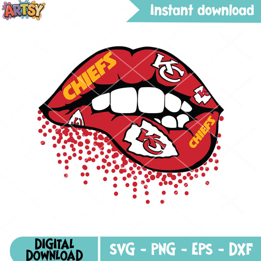 KC chiefs red lip svg, nfl football team svg, chiefs svg