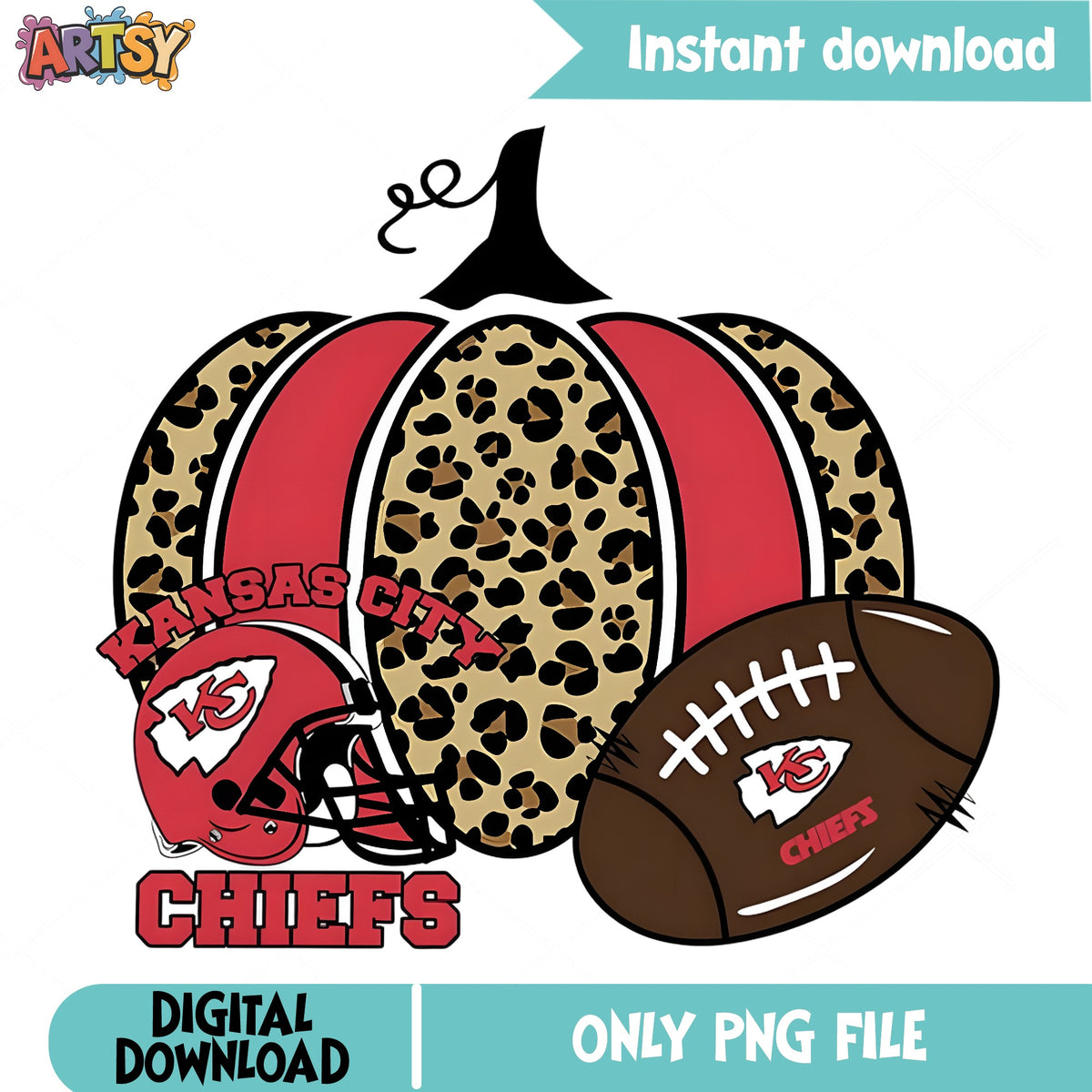 Kansas City Chiefs Halloween Pumpkin PNG, Chiefs Football PNG, Fall PNG