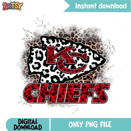 Kansas City Chiefs Leopard PNG, KC Chiefs Football PNG, NFL PNG