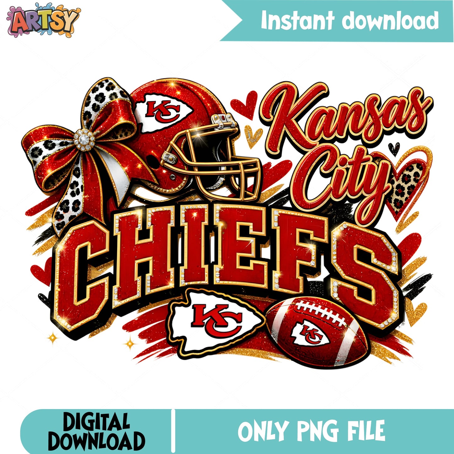 Kansas City Chiefs PNG, Football Leopard Bow PNG, Chiefs Fan PNG