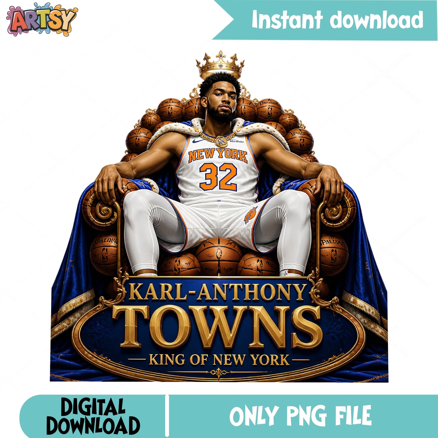 Karl-Anthony Towns King Of New York PNG, Knicks PNG, NBA PNG