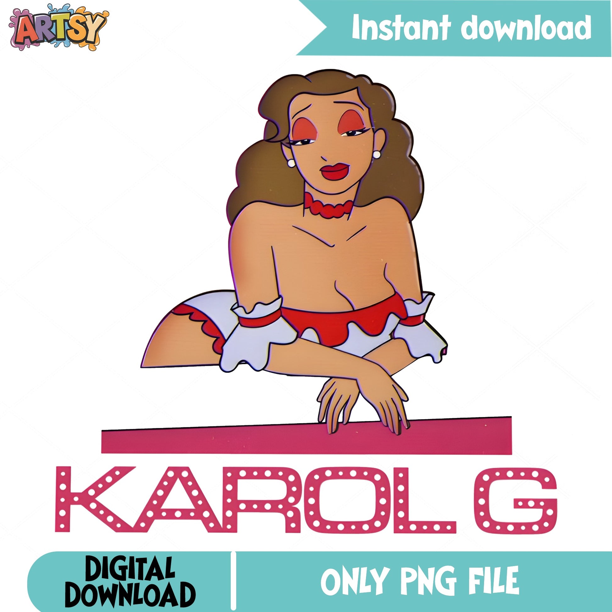 Karol G PNG, Latin Music Singer Clipart, Digital Download PNG