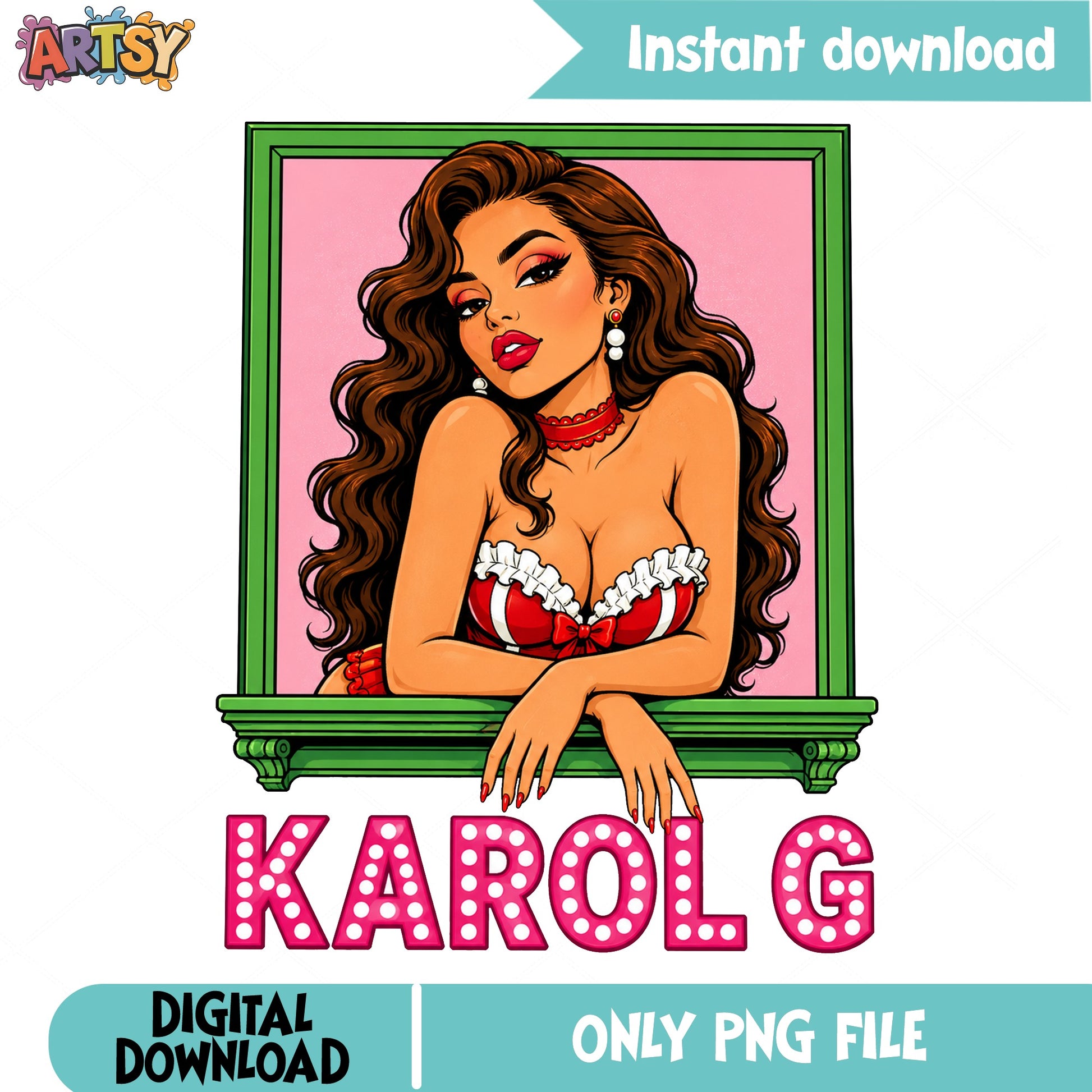 Karol G PNG, Latina Music Singer Clipart, Digital Download PNG