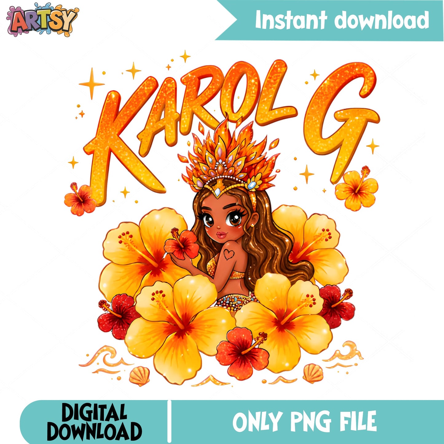Karol G PNG Sublimation Design, Latina Music PNG, Floral PNG