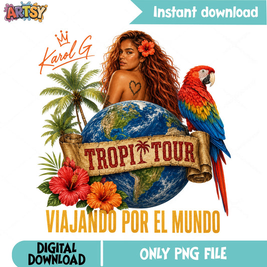 Karol G Tropi Tour PNG, Viajando Por El Mundo PNG, Concert PNG