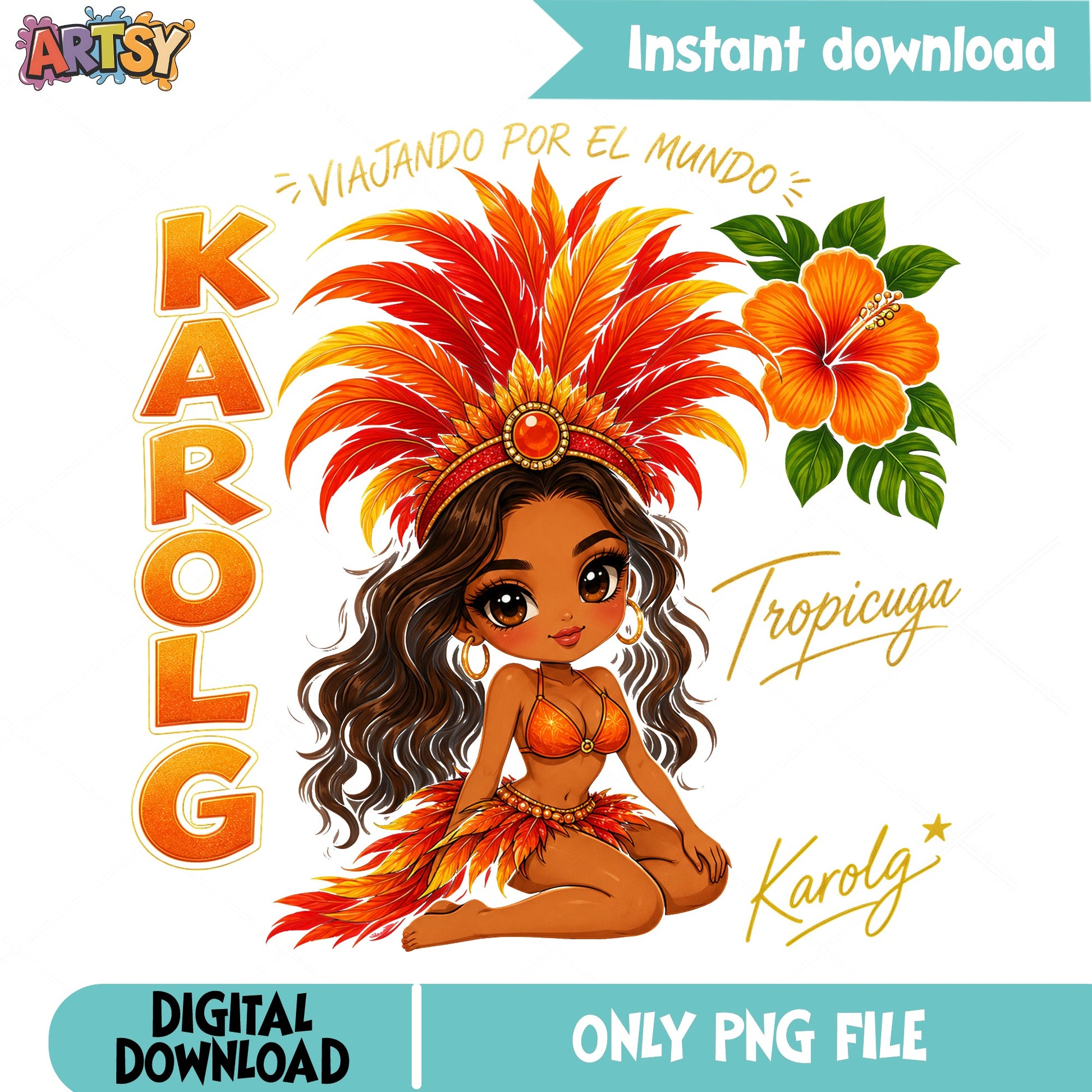 Karol G Tropicuga PNG, Viajando Por El Mundo PNG, Latina PNG