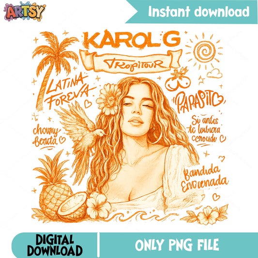 Karol G Tropitour PNG, Latina Foreva Music Fan PNG, Singer PNG