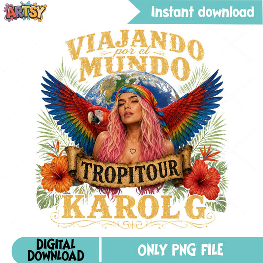 Karol G Tropitour PNG, Viajando Por El Mundo PNG, Concert Tour PNG