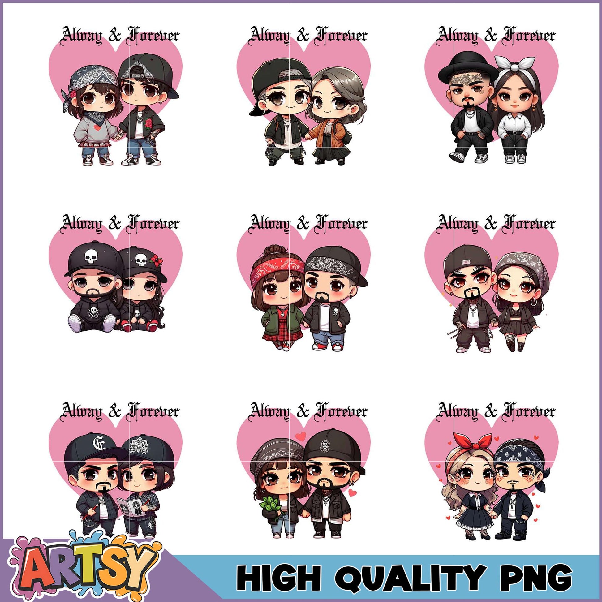 Kawaii Couple PNG Bundle High Quality Images