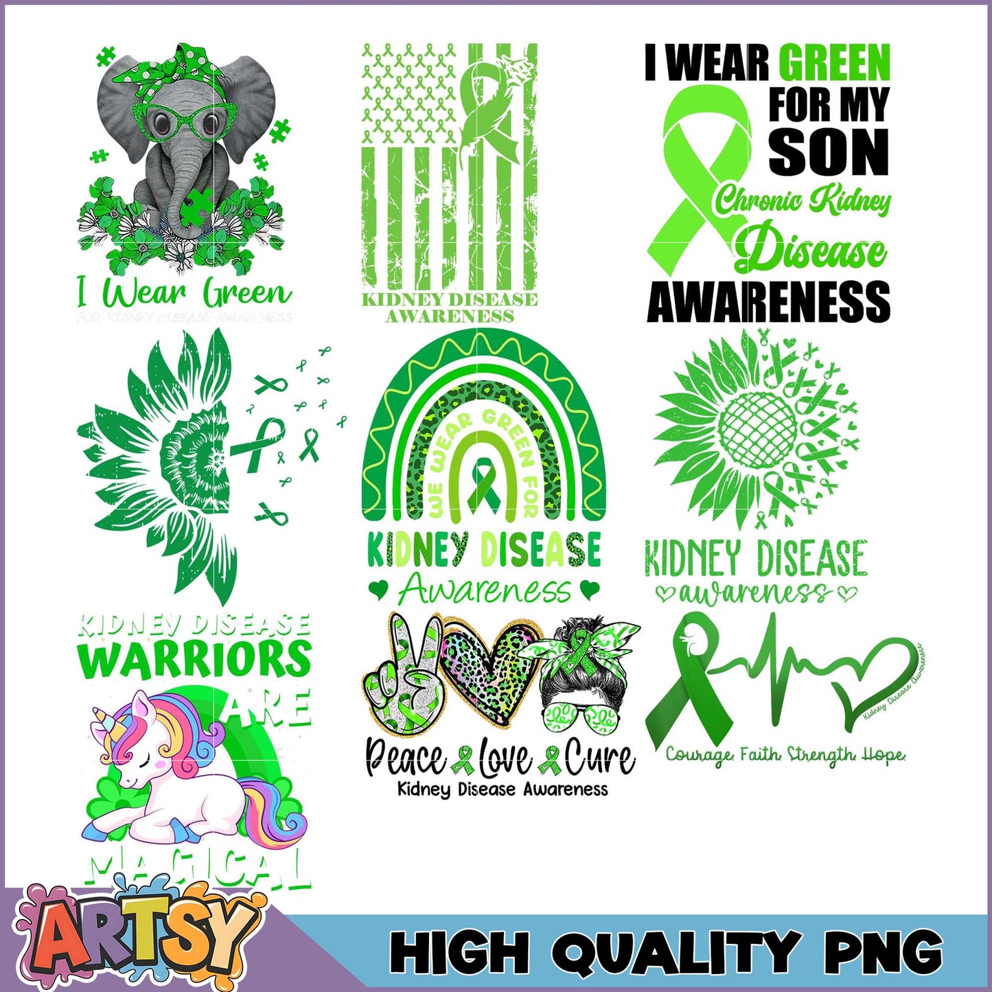 Kidney Disease Awareness PNG Bundle High-Quality Designs