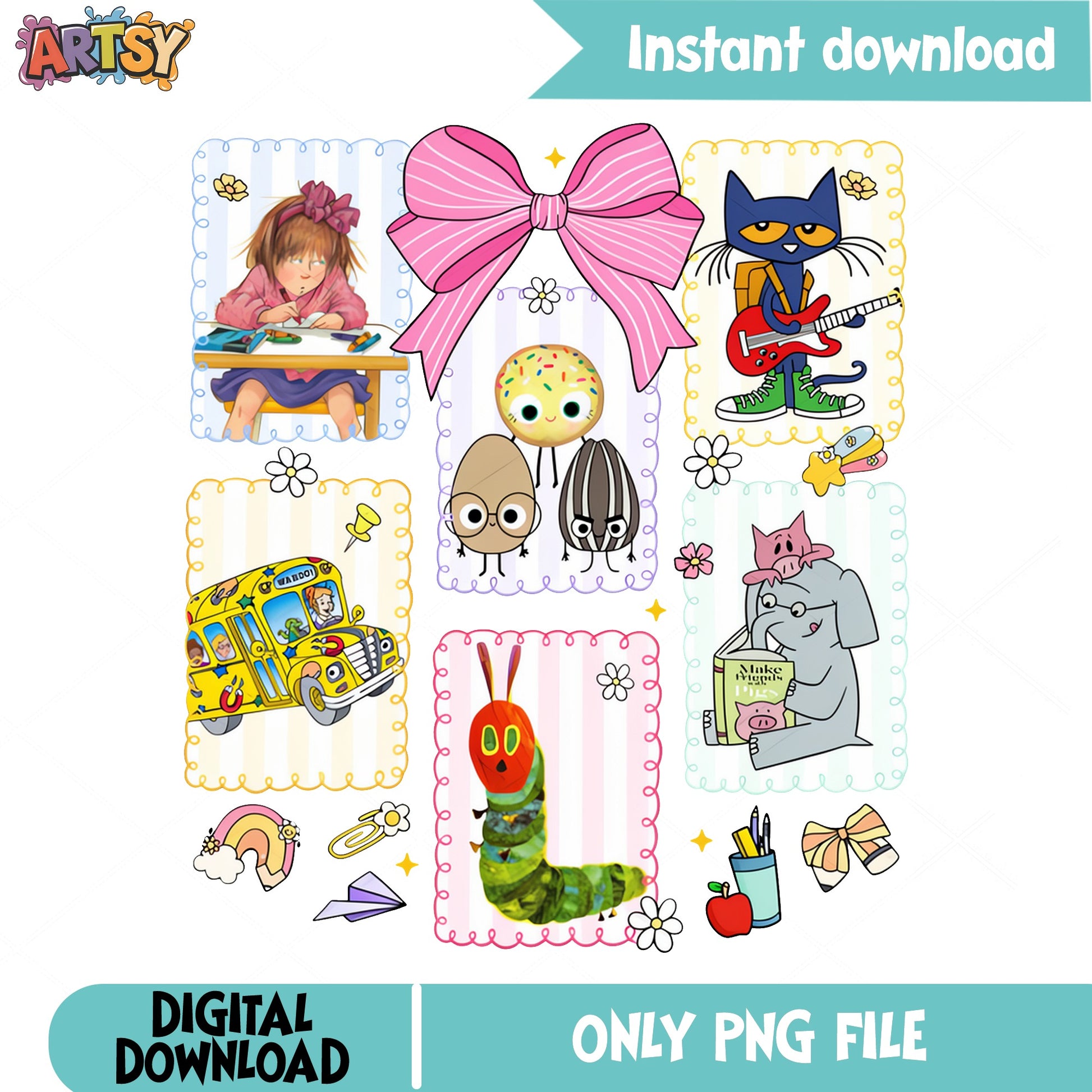 Kids Book Characters Back To School PNG, Teacher PNG, Classroom PNG