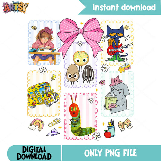 Kids Book Characters Back To School PNG, Teacher PNG, Classroom PNG