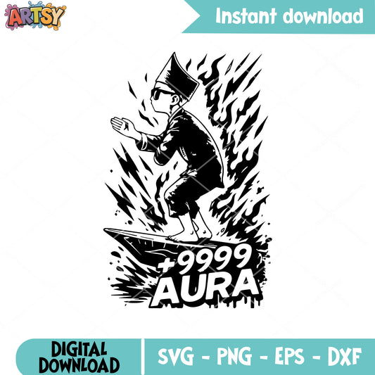 Kids plus 9999 aura svg, aura farming​ svg, aura farming kid svg