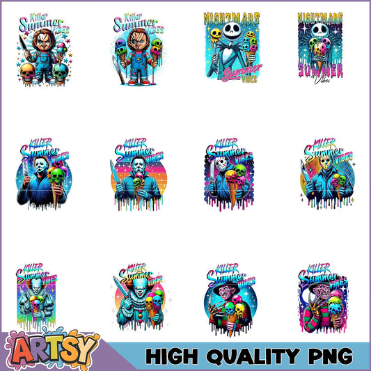 Killer Summer Vibes PNG Bundle Horror Ice Cream Designs