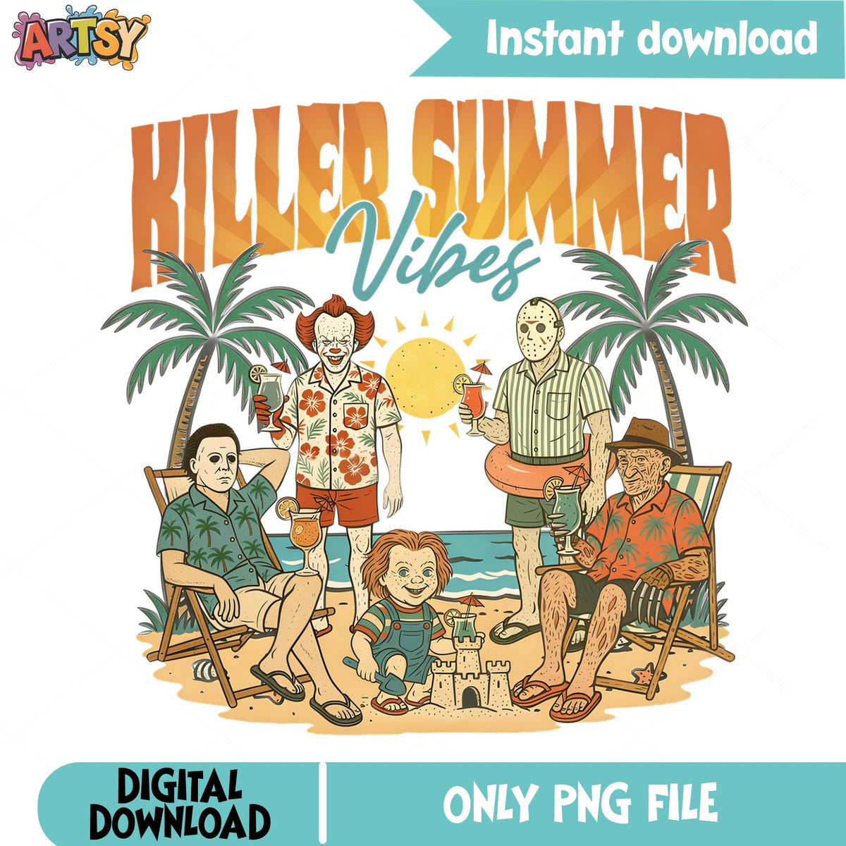 Killer Summer Vibes Horror PNG, Halloween Characters PNG, Horror Movie PNG