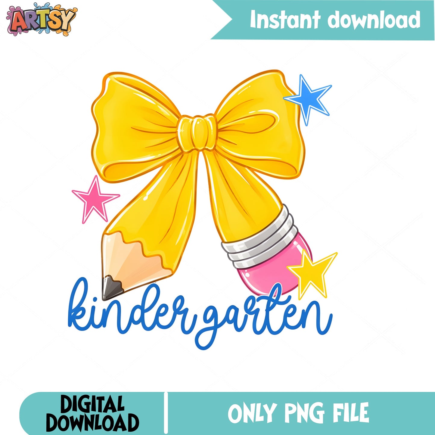 Kindergarten Pencil Bow PNG, Back To School PNG, Teacher PNG