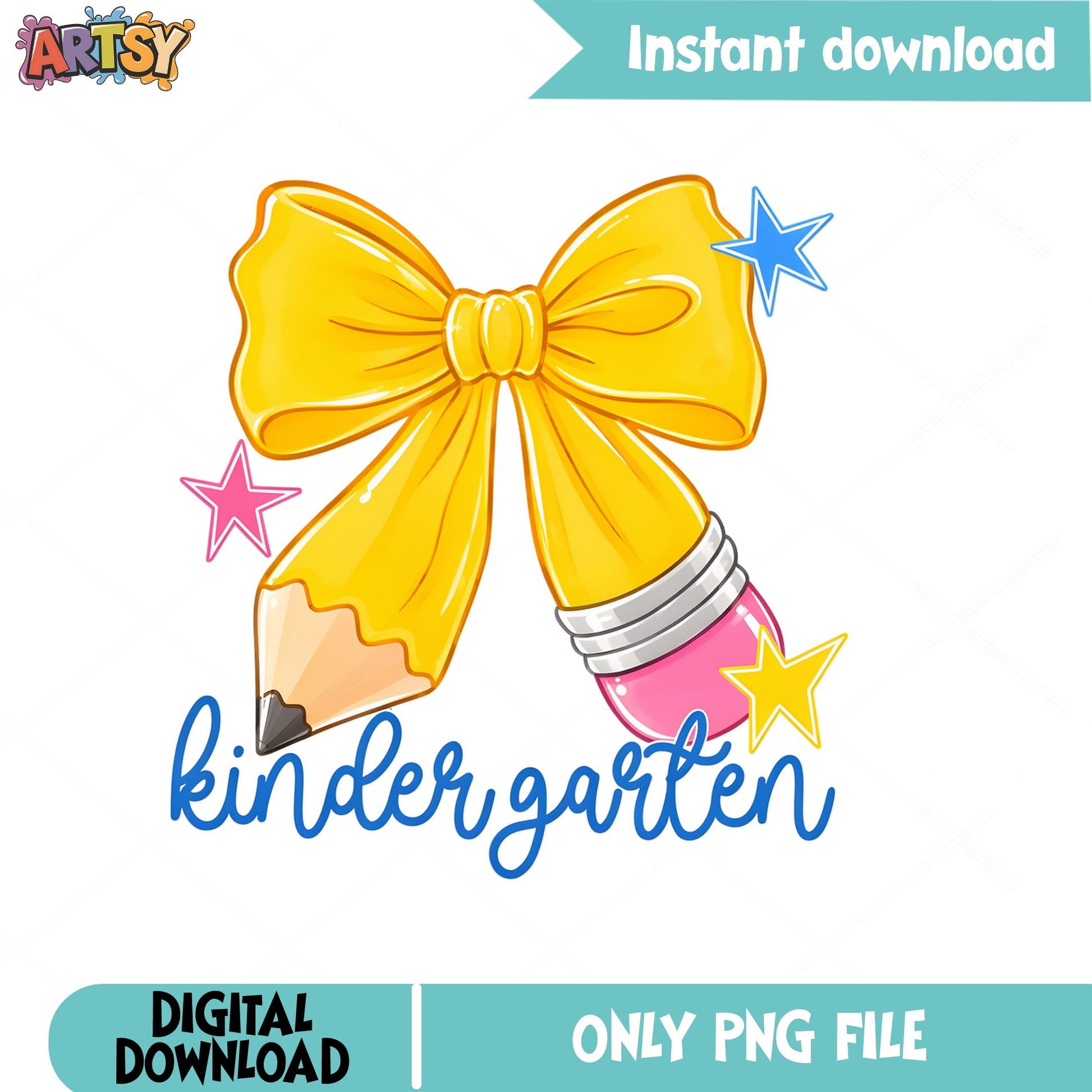 Kindergarten Pencil Bow PNG, Back To School PNG, Teacher PNG