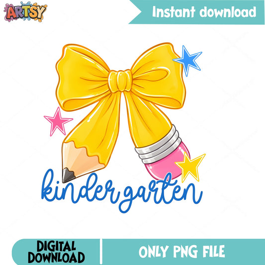Kindergarten Pencil Bow PNG, Back To School PNG, Teacher PNG