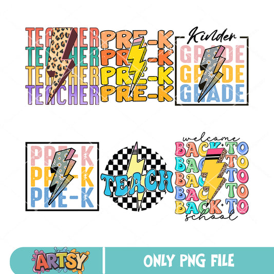 Kinder grade vibes png bundle, back to school png, school vibes png