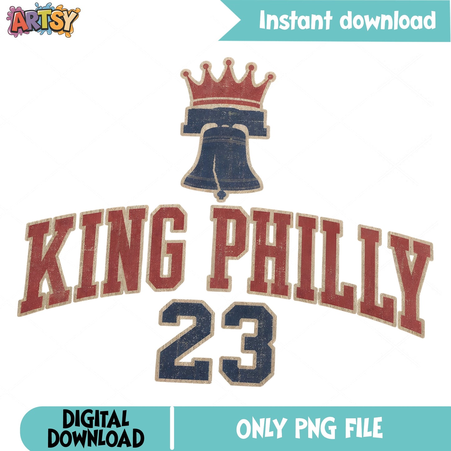King Philly 23 Liberty Bell PNG, Philadelphia PNG, Retro PNG