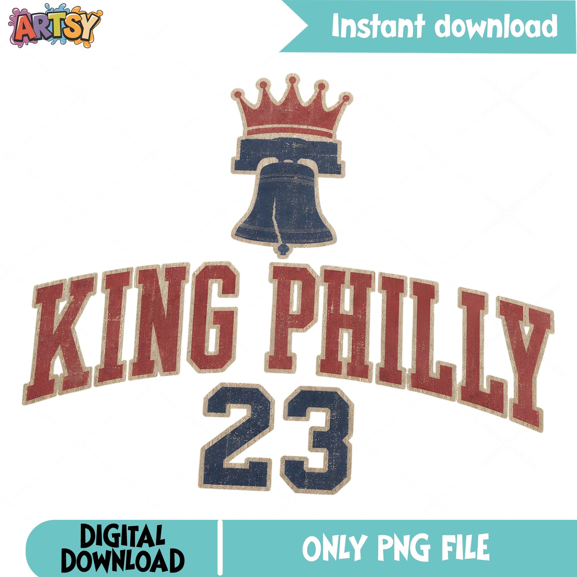 King Philly 23 Liberty Bell PNG, Philadelphia PNG, Retro PNG