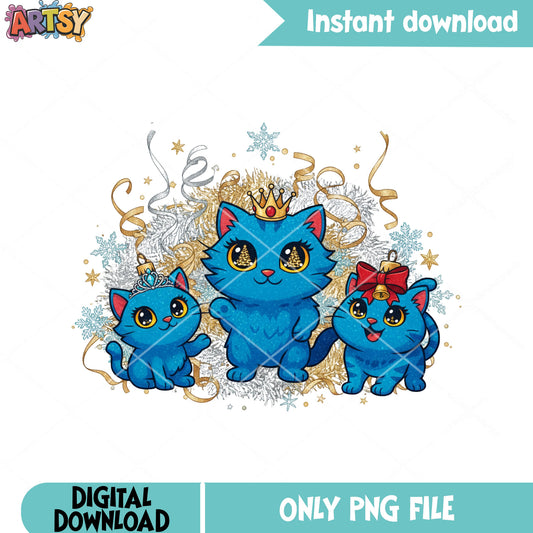 King cat of christmas png, jingle bell png, derpy cat png