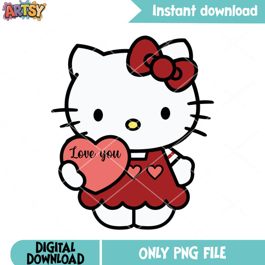 Kitty love you valentine png, sanrio hello kitty png, valentine gifts png