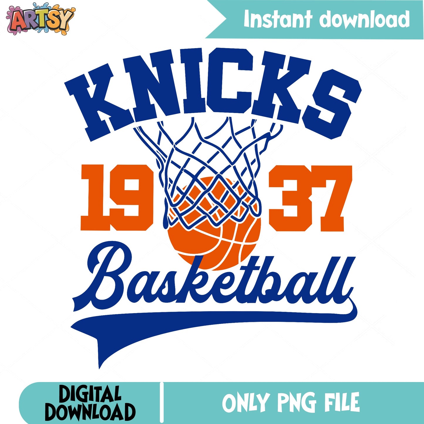 Knicks Basketball 1937 PNG, New York Knicks PNG, NBA Fan PNG