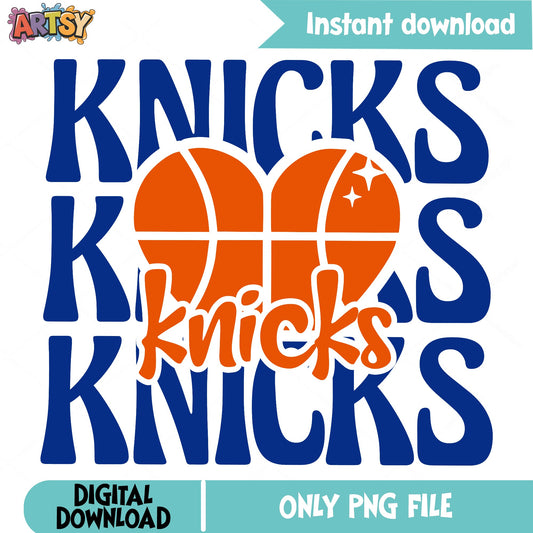 Knicks Basketball Heart PNG, NY Knicks Fan Shirt, NBA PNG