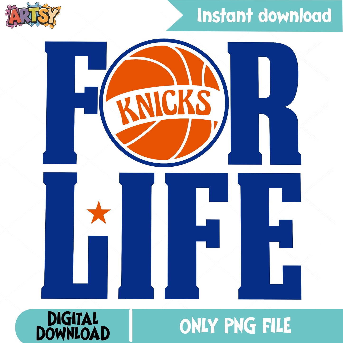 Knicks For Life PNG, New York Basketball Fan PNG, NBA PNG