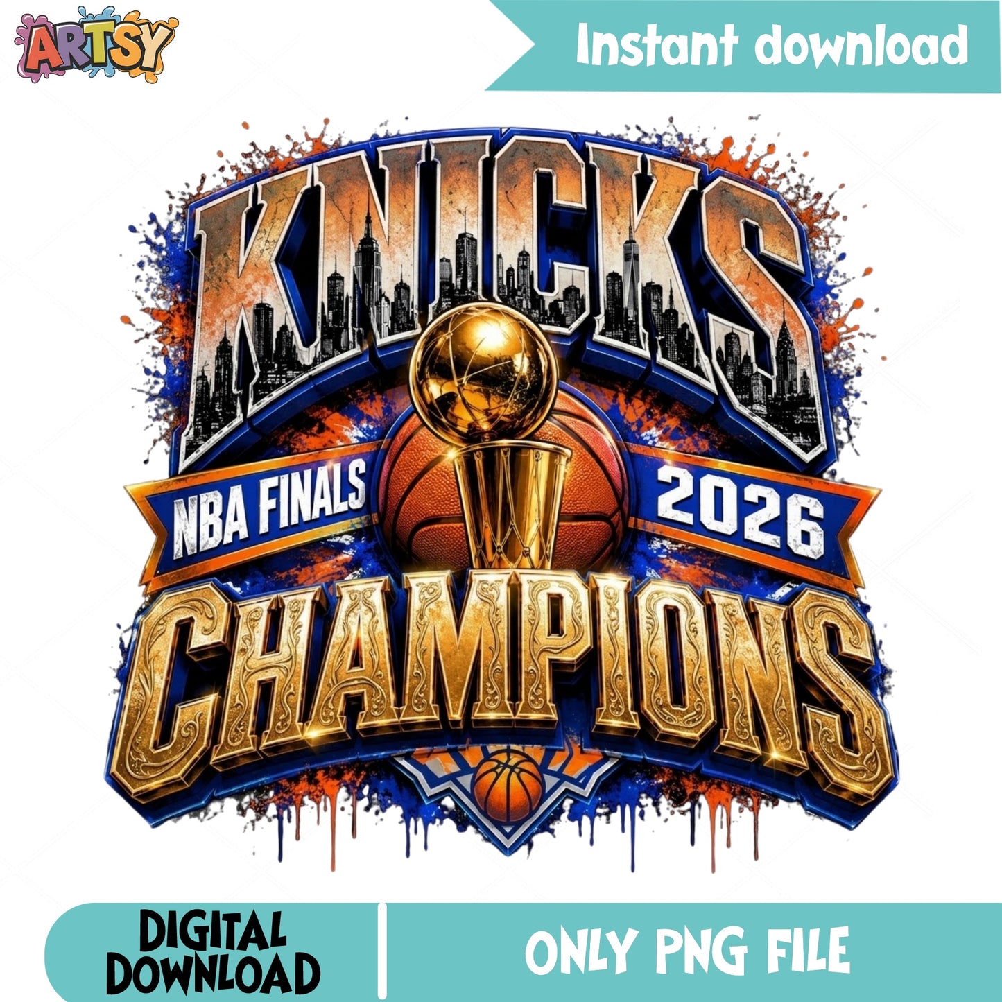 Knicks NBA Finals 2026 Champions PNG, Basketball PNG, New York PNG