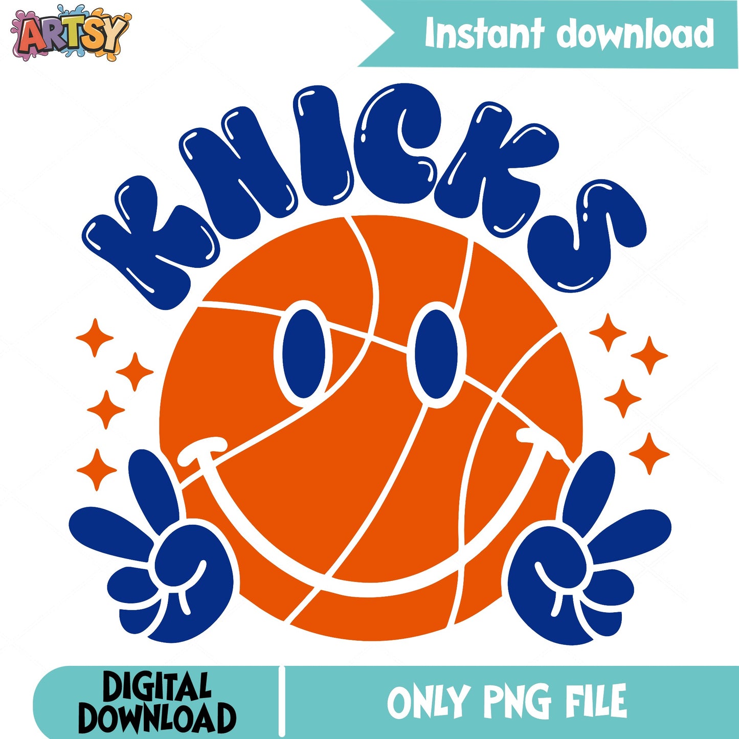 Knicks Smiley Face Basketball PNG, New York Basketball PNG, NBA Fan Shirt PNG