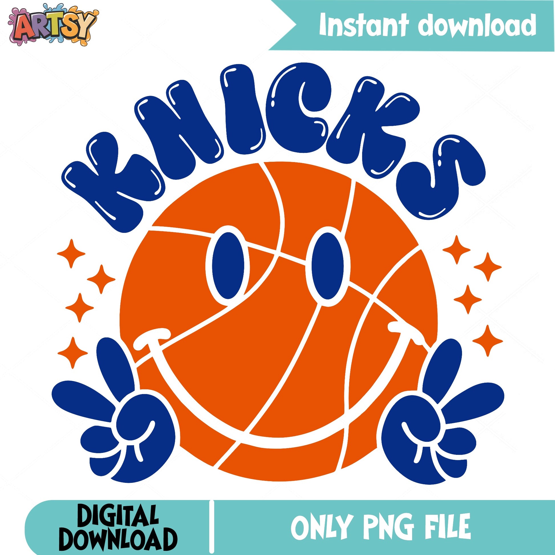 Knicks Smiley Face Basketball PNG, New York Basketball PNG, NBA Fan Shirt PNG