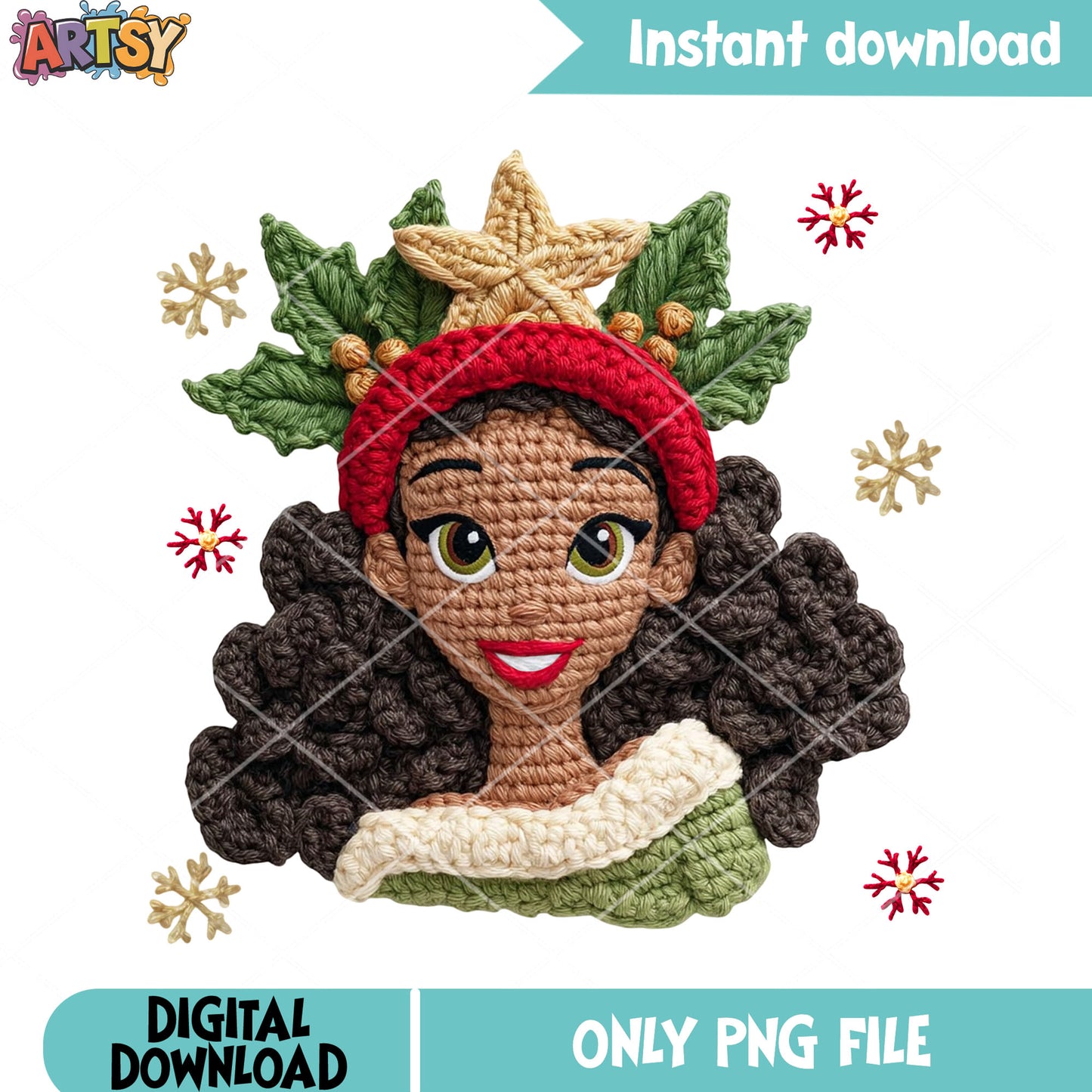 Knitted doll for noel png, christmas snowflakes​ png, christmas gifts png