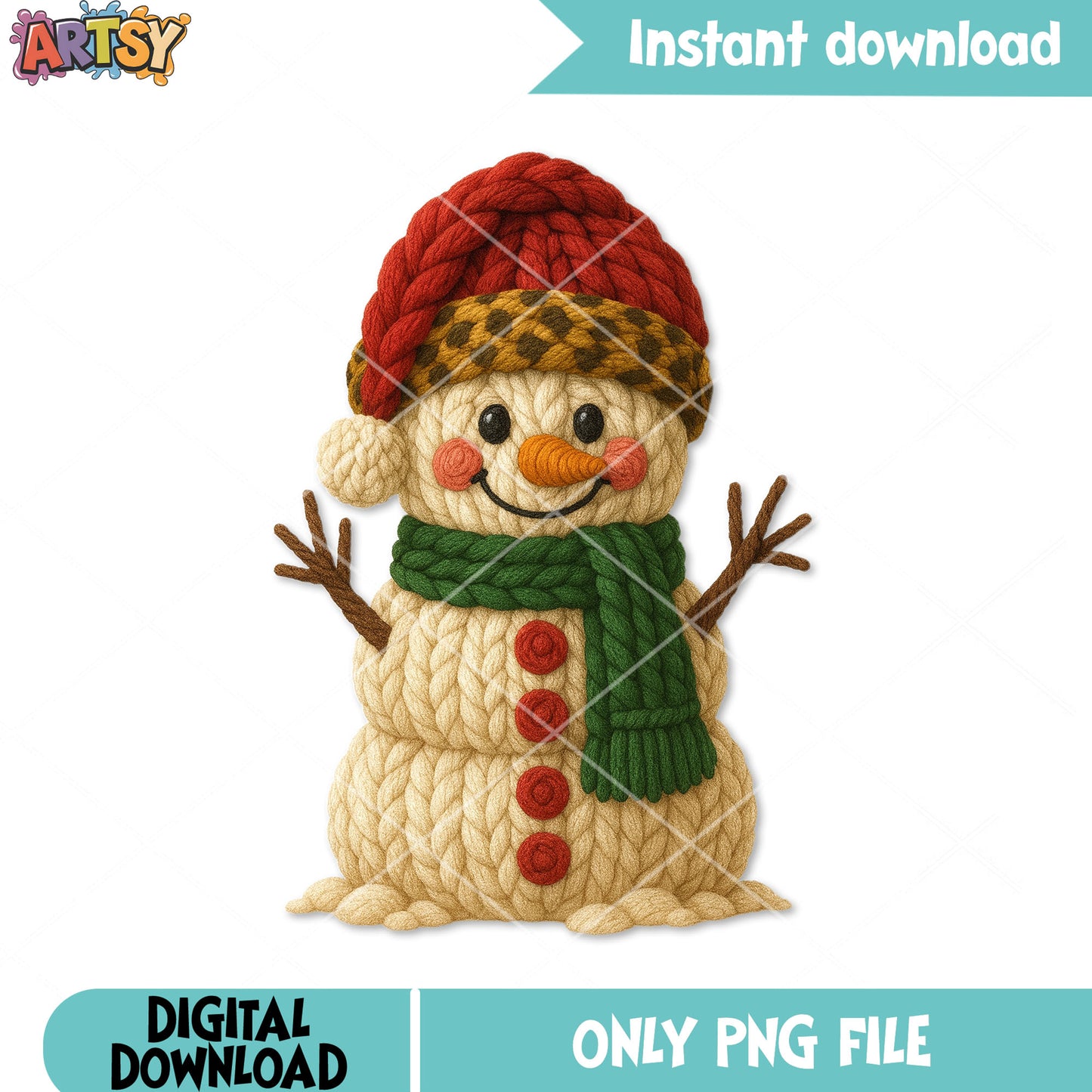 Knitted snowman beani png, christmas decor png, merry christmas png