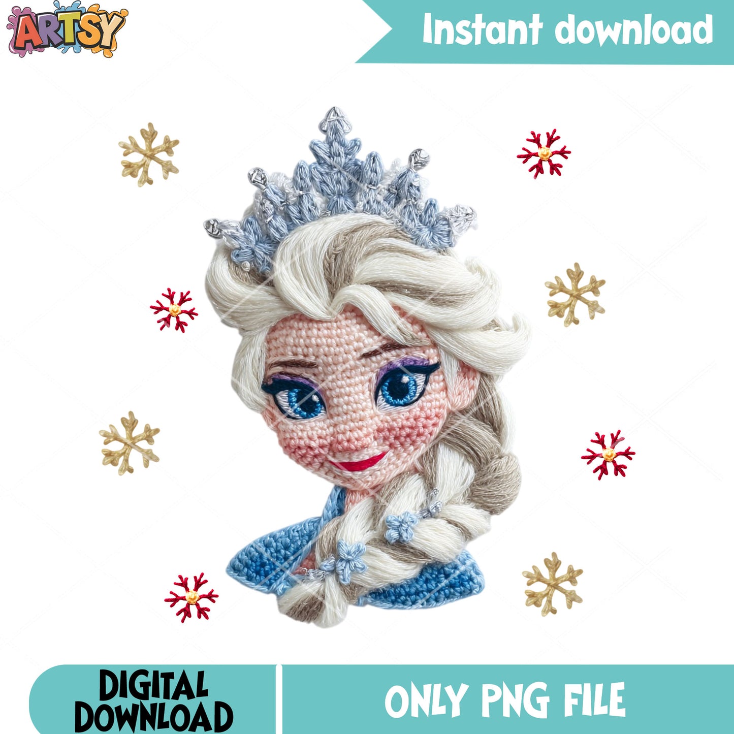Knitting elsa disney png, disney Christmas png, elsa princess png