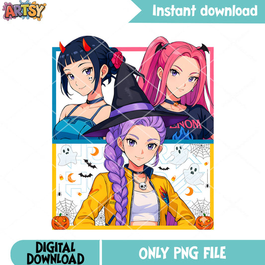 Kpop demon hunter png, rumi mira zoey png, scary halloween png