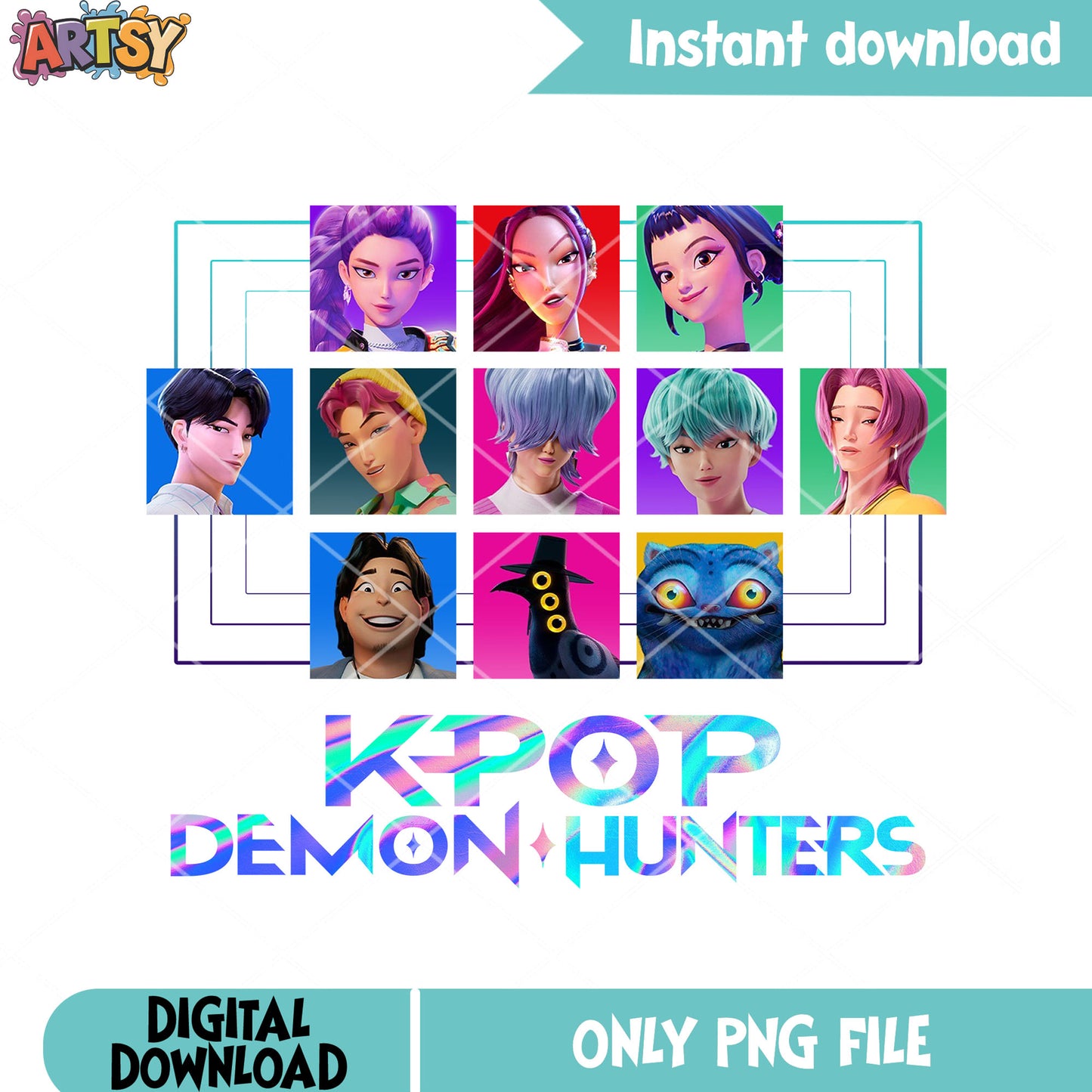 Kpop demon hunters casting png, saja boys png, huntrix girls​ png