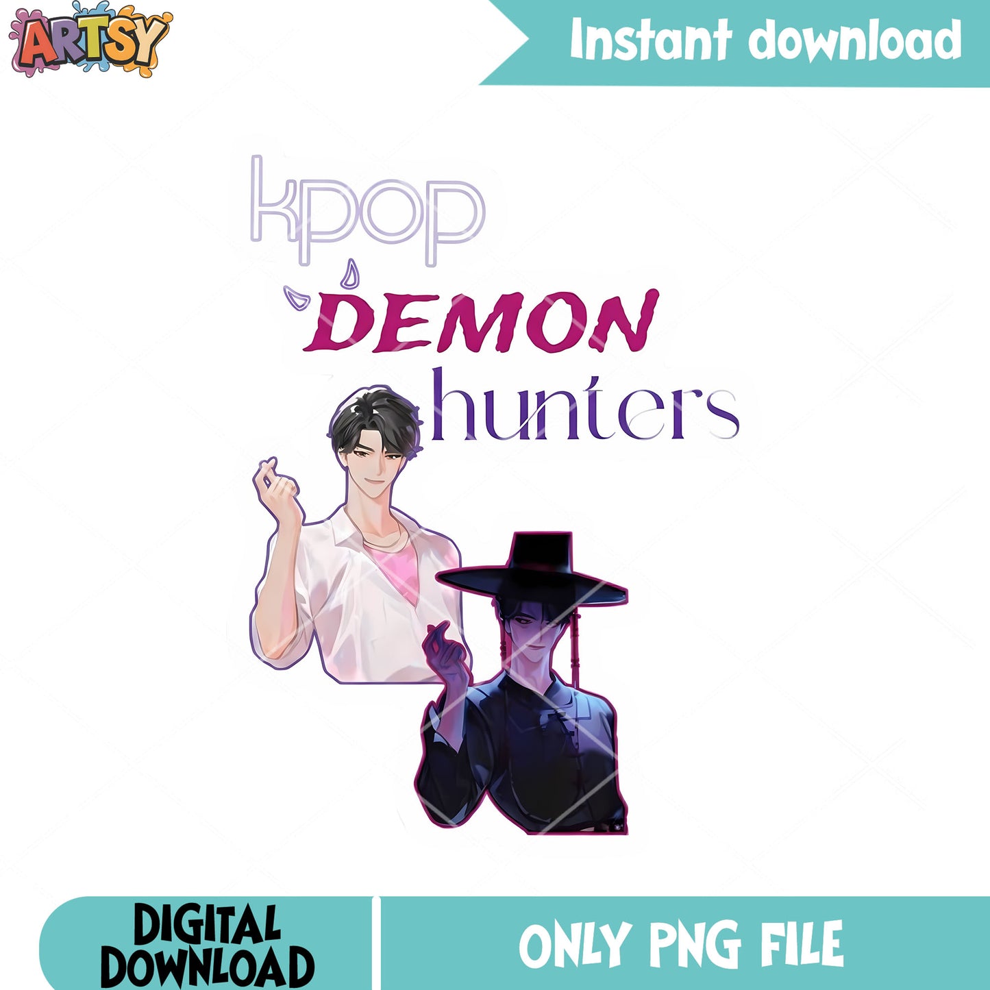 Kpop demon hunters idols png, logo idols png, anime idols png