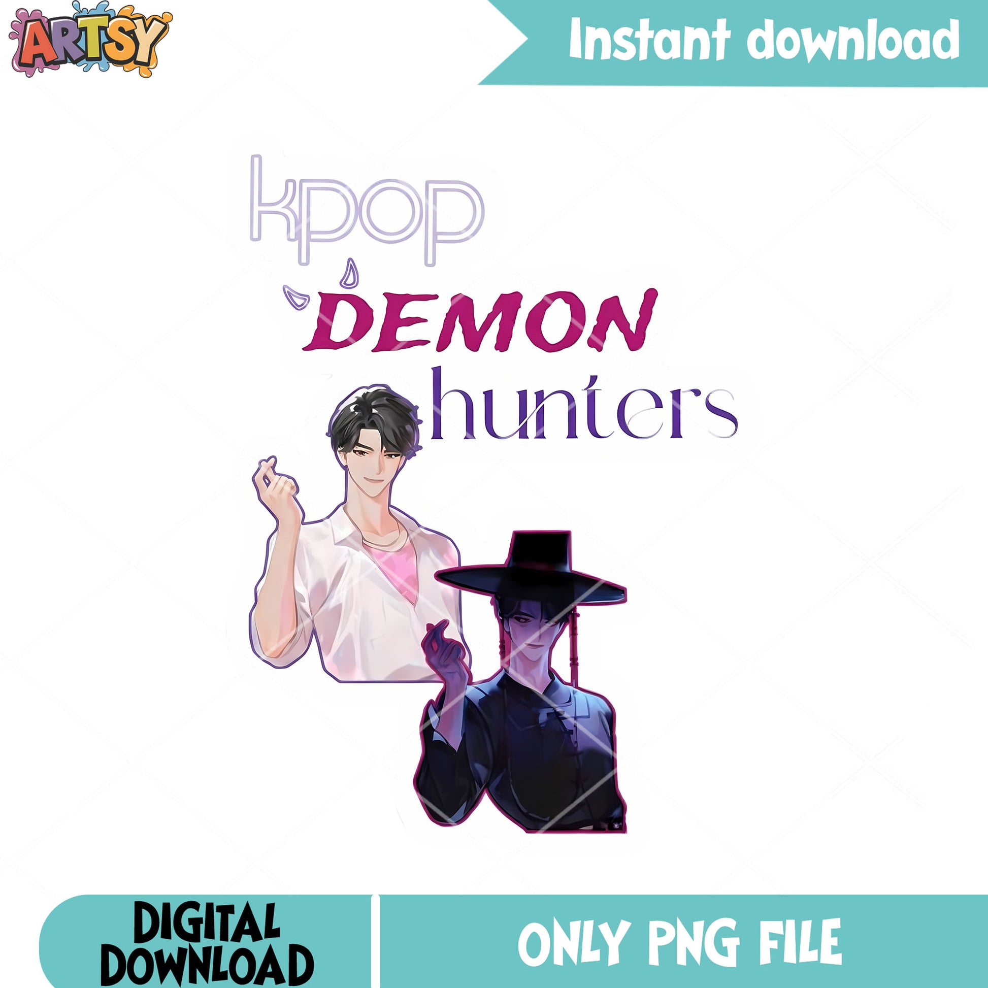 Kpop demon hunters idols png, logo idols png, anime idols png