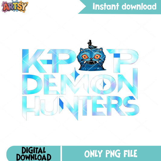 Kpop demon hunters logo png, blue cat png, blue cat kpop png
