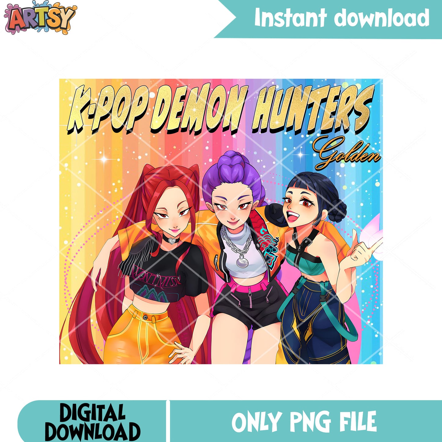Kpop demon hunters png, demon hunters golden png, girls golden png