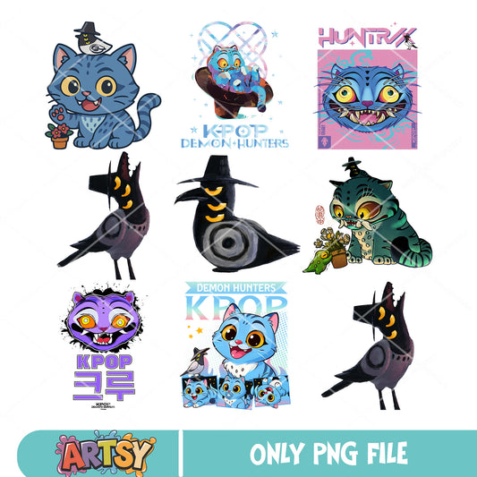 Kpop demon png bundle, derpy tiger png, kpop demon hunters png