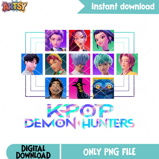 Kpop full roster poster png, anime roster png, kpop anime png