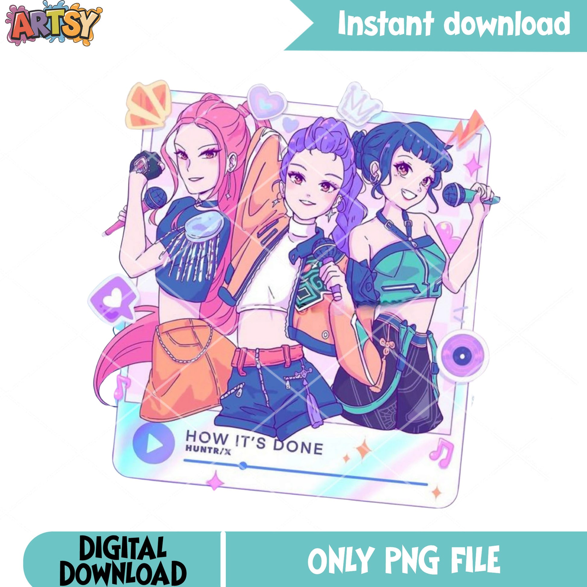 Kpop girl group png, huntrx girl anime png, kpop huntrx png